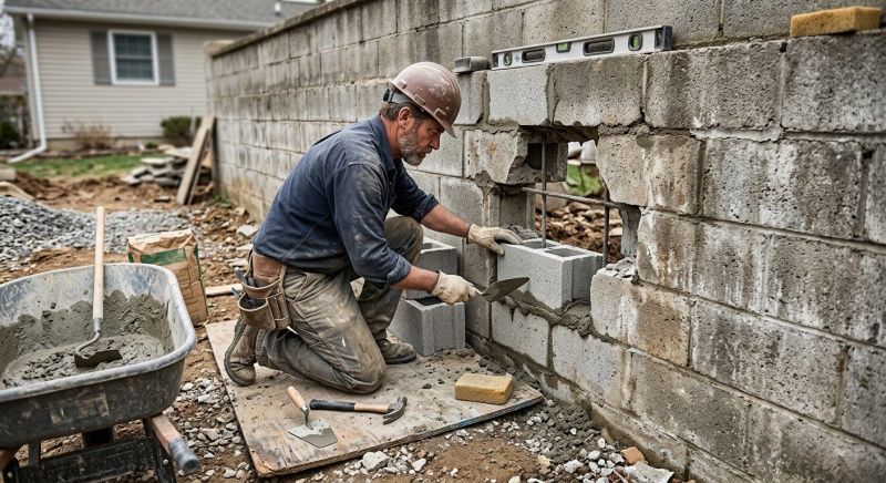 Cinder Block Wall Repair in Brookshire, TX