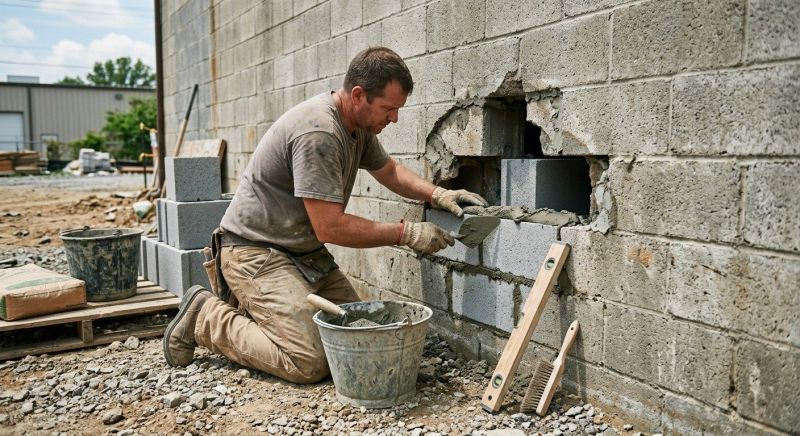 Cinder Block Wall Repair in Katy, TX