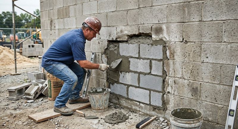 Cinder Block Wall Repair in Spring, TX