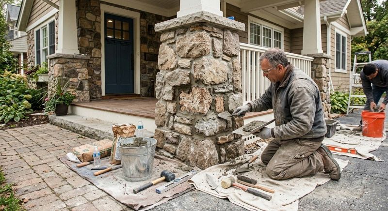 Stone Column Repair in Katy, TX